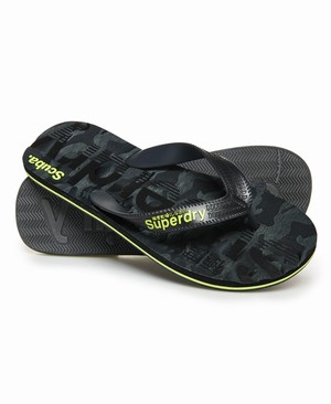 Superdry Scuba Grit Férfi Papucs Fekete/Camo/Világos Zöld | NLGEQ8695